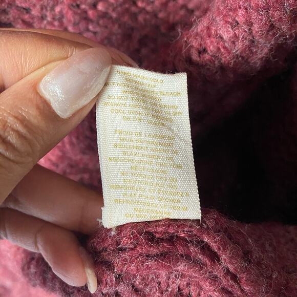 Free People sz S Burgundy‎ wool knit winter thick cardigan - Picture 8 of 11